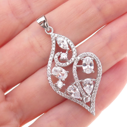 925 Sterling Silver Multi-Cut C Z Charm Pendant