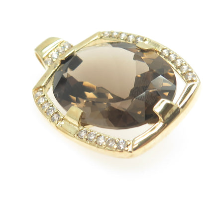 SETA 925 Sterling Silver Gold Plated Real Smoky Quartz & C Z Pendant