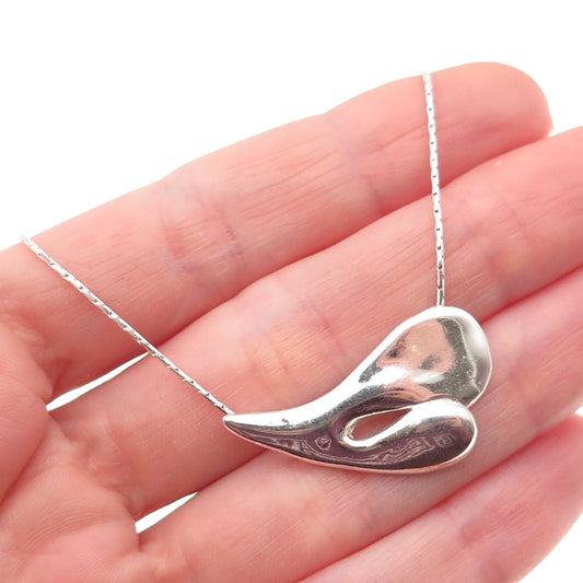 HAGIT GORALI Sterling Silver Vintage Israel Modernist Petal Chain Necklace 18"