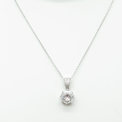 925 Sterling Silver Italy Round-Cut Shaped C Z Cable Chain Necklace 18"