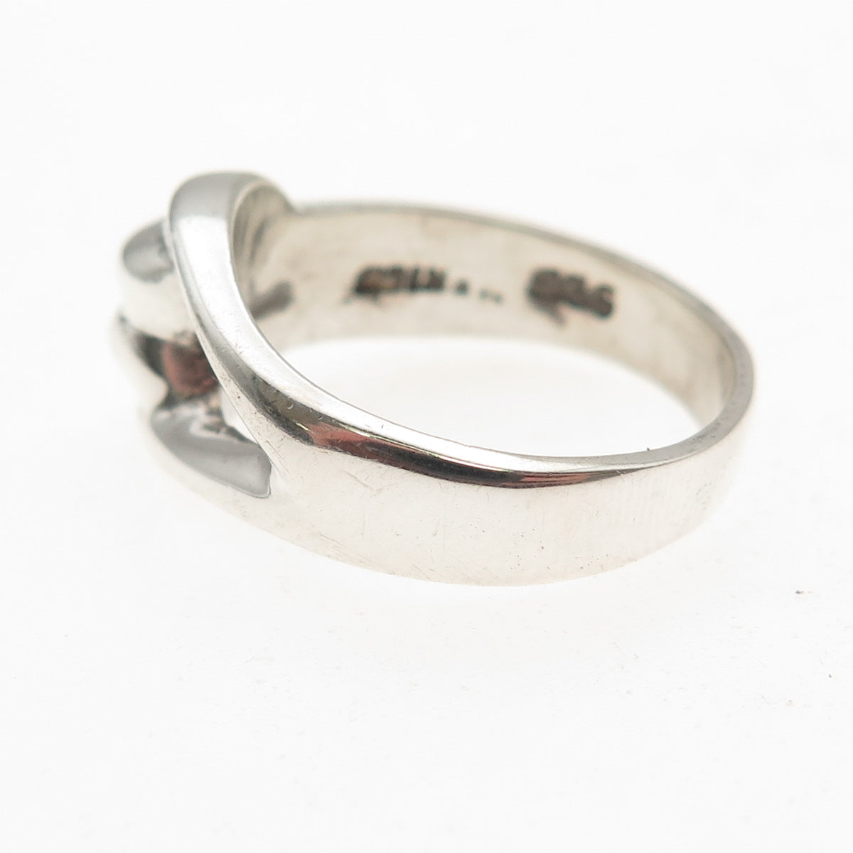 925 Sterling Silver Vintage Mexico Modernist Hook & Eye Ring Size 8.25