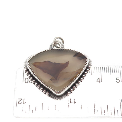 E. Scott 925 Sterling Silver Vintage Real Montana Agate Modernist Charm Pendant