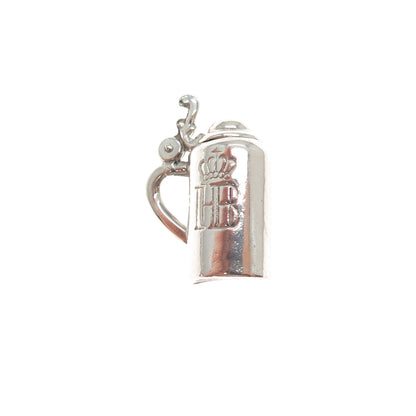 800 Silver Antique Beer Stein Monogram Locket Mini 3D Charm Pendant