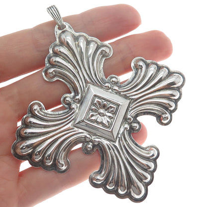 REED & BARTON 925 Sterling Silver Vintage 1973 Christmas Cross Oxidized Ornament