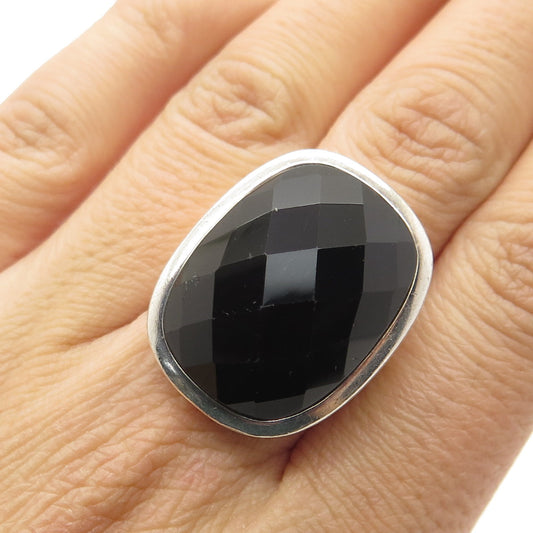 SALLY C Treasures 925 Sterling Silver Vintage Real Black Onyx Ring Size 6.75