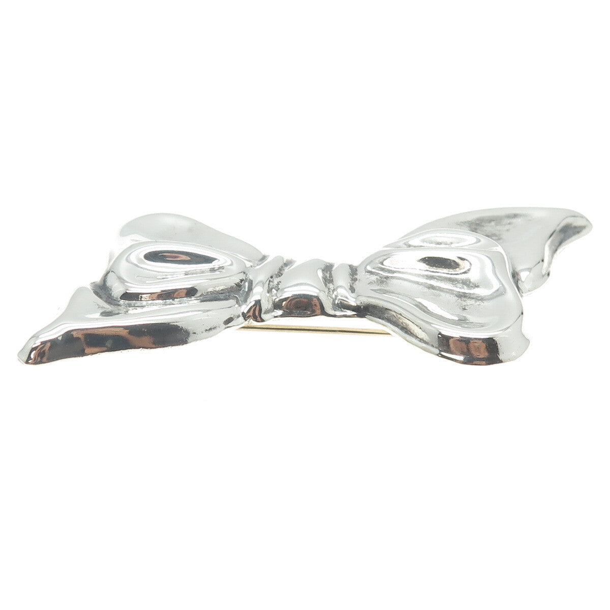 925 Sterling Silver Vintage Mexico Puffy Ribbon Bow Pin Brooch