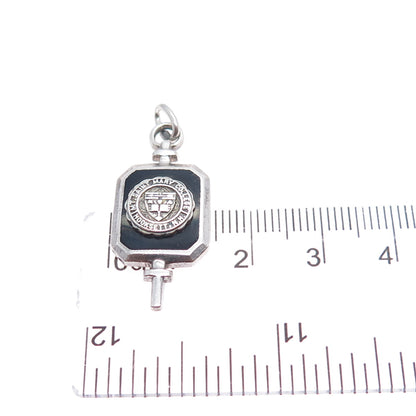 COLLEGE SEAL & CREST 925 Sterling Vintage Real Onyx Mt. St. Mary College Pendant
