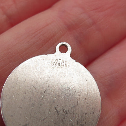 Antaya 925 Sterling Silver Antique Art Deco Saint Lucy Religious Charm Pendant