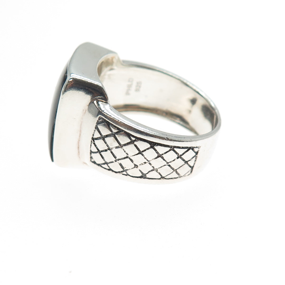 PHLD PlayHardLookDope 925 Sterling Silver Real Black Obsidian Ring Size 11.75