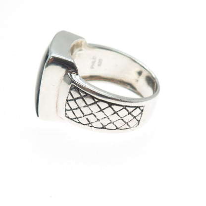 PHLD PlayHardLookDope 925 Sterling Silver Real Black Obsidian Ring Size 11.75
