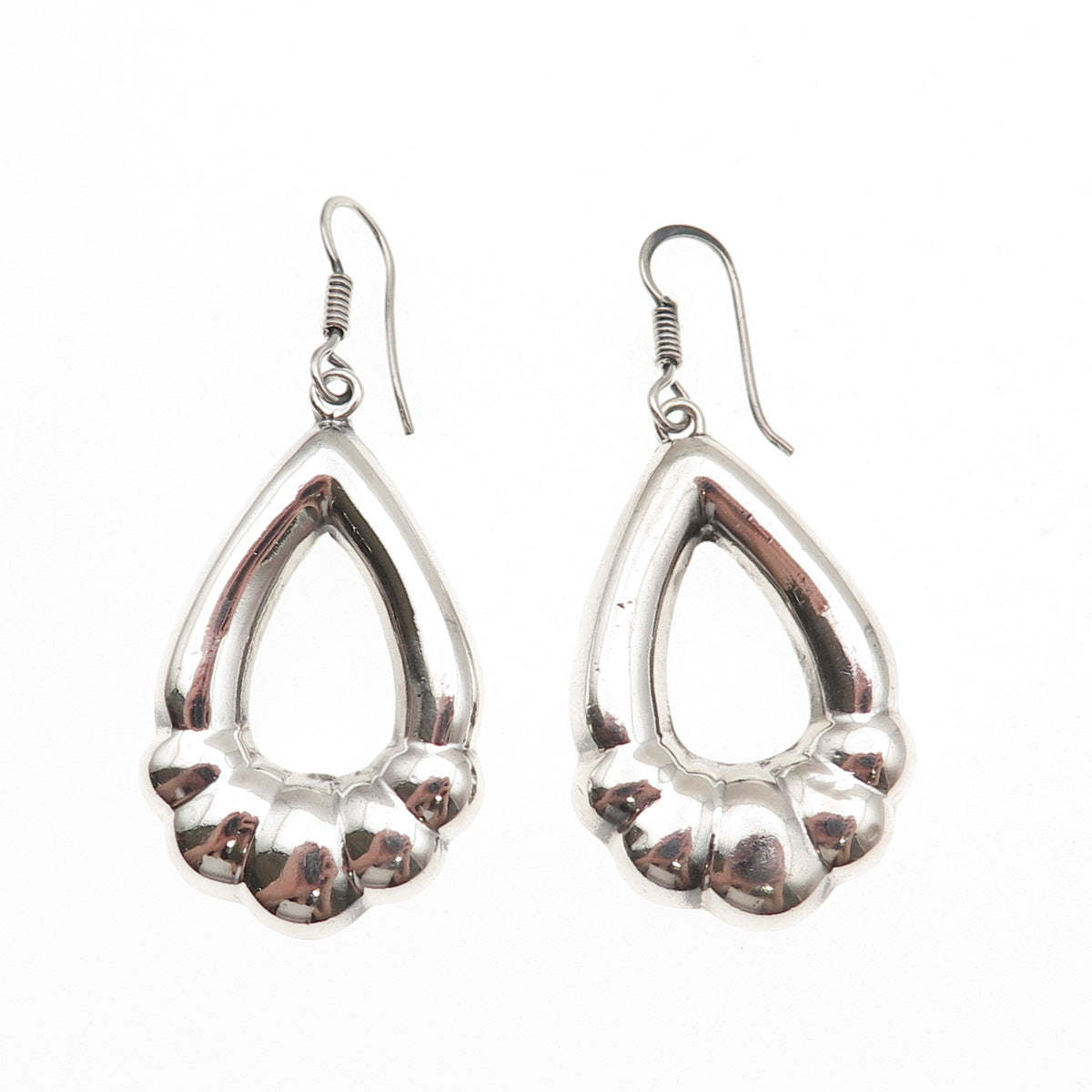 925 Sterling Silver Vintage Mexico Modernist Teardrop Dangle Earrings