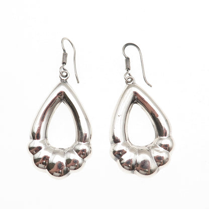 925 Sterling Silver Vintage Mexico Modernist Teardrop Dangle Earrings