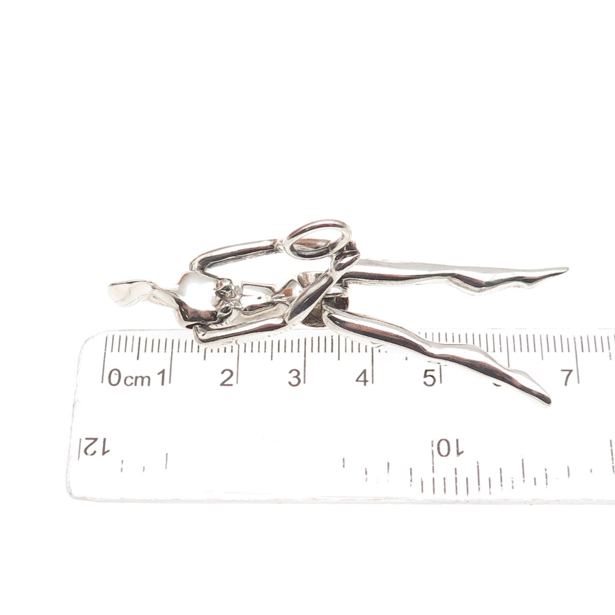 925 Sterling Silver Vintage Modernist Woman Articulated Charm Pendant