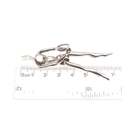 925 Sterling Silver Vintage Modernist Woman Articulated Charm Pendant