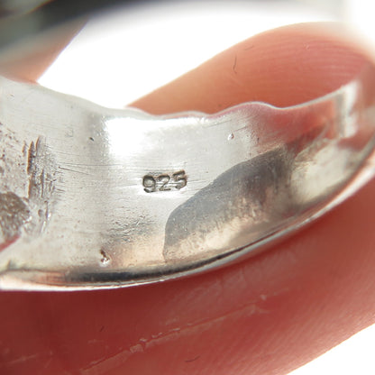 925 Sterling Silver Vintage Skull & Wings Oxidized Biker Ring Size 7