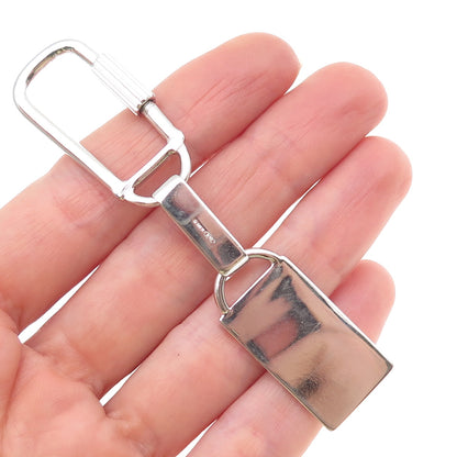 800 Silver Vintage Italy Engraved Chapel Key Fob Ring Holder