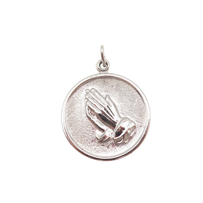 925 Sterling Silver Vintage Prayer Hands Charm Pendant