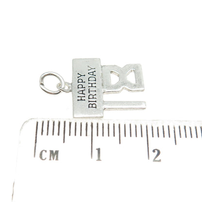 925 Sterling Silver Vintage Happy Birthday 18 Charm Pendant