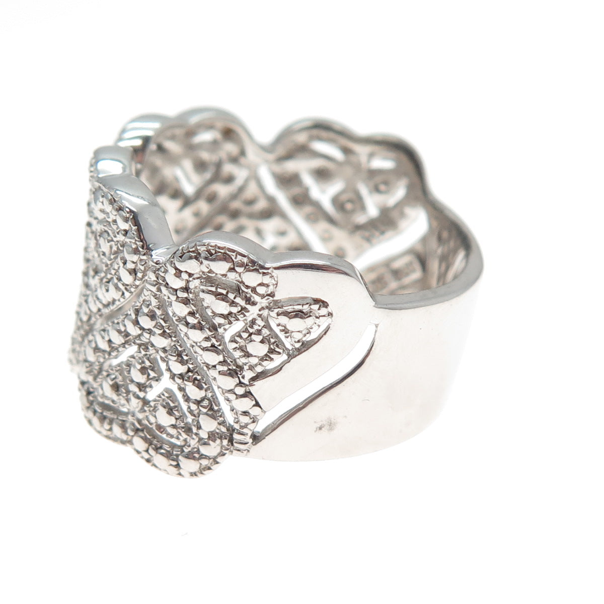 DBJ DEE BERKLE 925 Sterling Silver Real Round-Cut Diamond Heart Ring Size 9.25