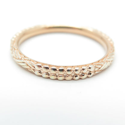 925 Sterling Silver Rose Gold Plated Granulated & Braided Band Ring Size 8.25