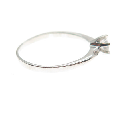 925 Sterling Silver Vintage Round-Cut Shaped C Z Engagement Ring Size 6.25