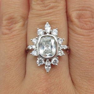 925 Sterling Silver Cushion Marquise & Round-Cut C Z Promise Ring Size 7.75