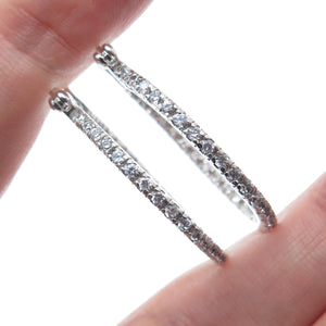 925 Sterling Silver Round-Cut C Z In & Out Hoop Earrings