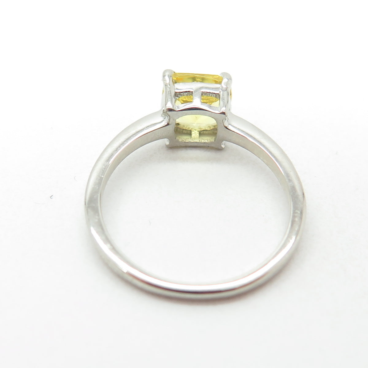 DAZZLERS 925 Sterling Silver Real Cushion-Cut Citrine Ring Size 5