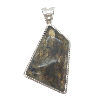 JAY KING DESERT ROSE Sterling Silver Vintage Real Labradorite Modernist Pendant