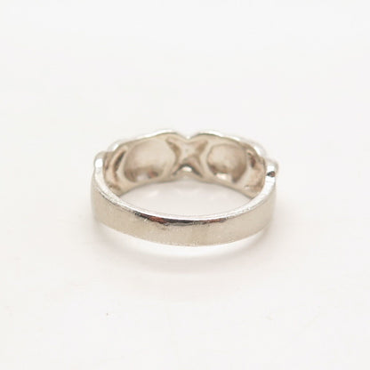 925 Sterling Silver Vintage Chapal-Zenray Inc. "X" Ribbed Ring Size 7