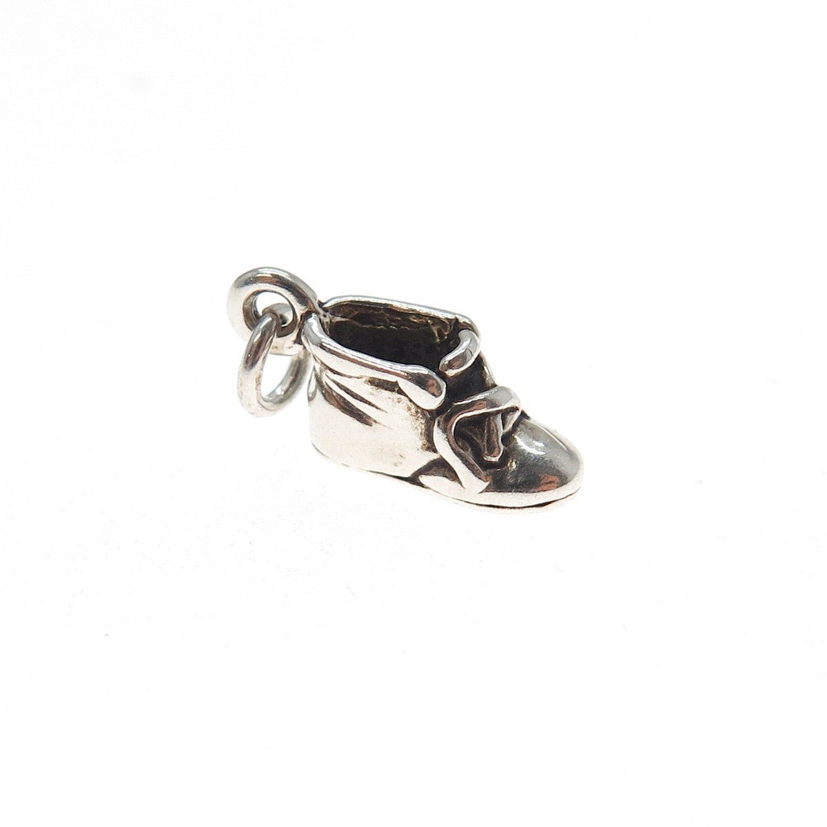 SUNWEST 925 Sterling Silver Vintage Shoe Oxidized Minimalist 3D Charm Pendant