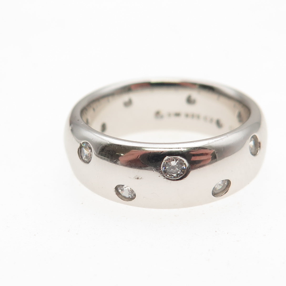 925 Sterling Silver Round-Cut C Z Band Ring Size 7.25