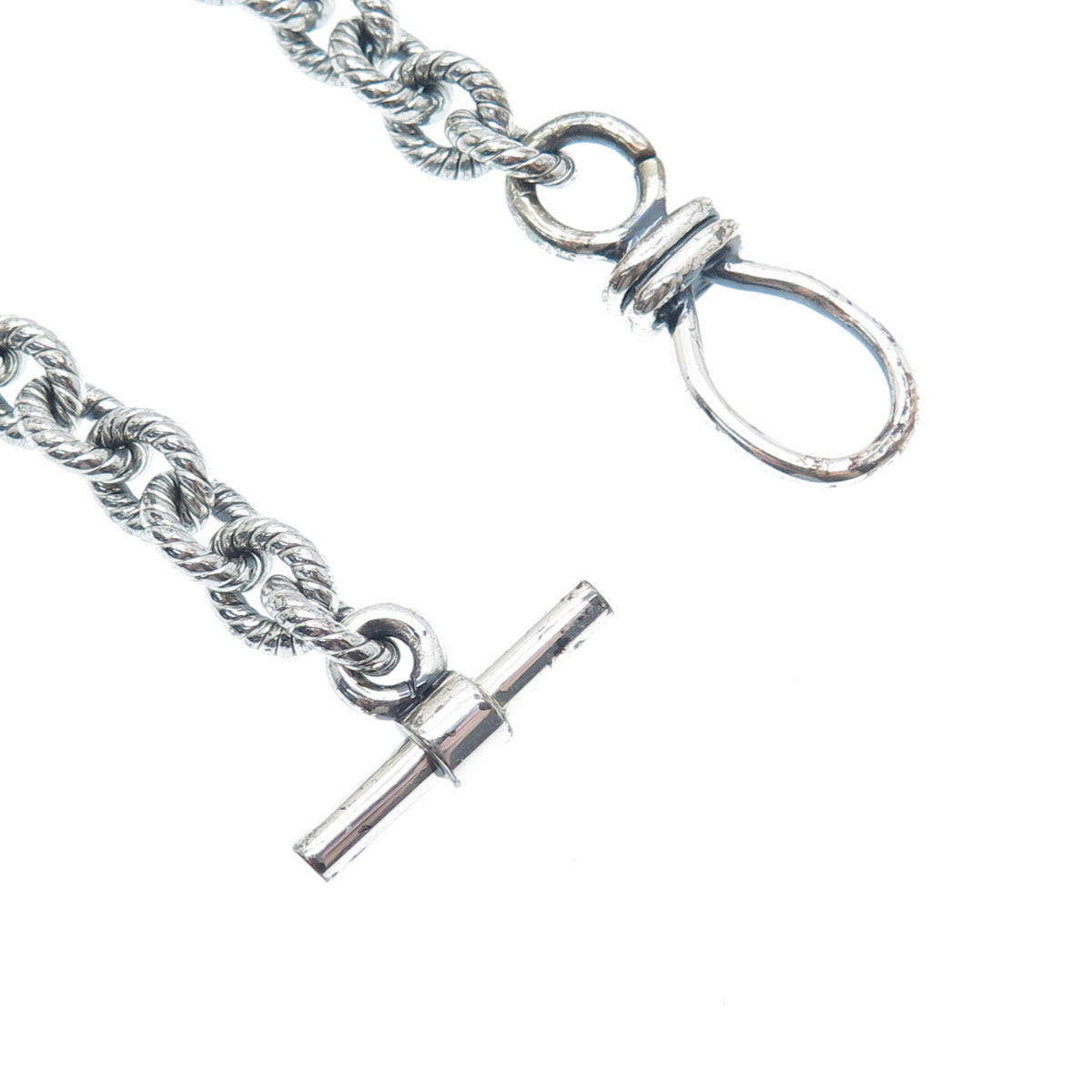 925 Sterling Silver Vintage Oxidized Cable Link Bracelet 6.5"