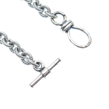 925 Sterling Silver Vintage Oxidized Cable Link Bracelet 6.5"
