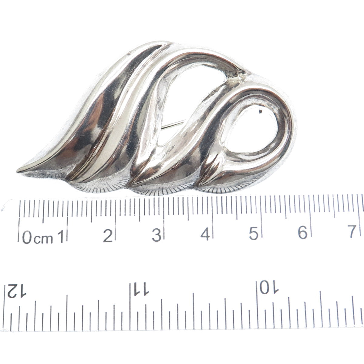 925 Sterling Silver Vintage Modernist Shell Pin Brooch