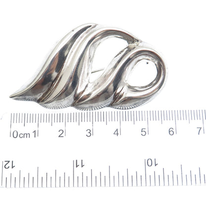 925 Sterling Silver Vintage Modernist Shell Pin Brooch
