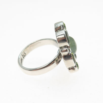 NICKY BUTLER 925 Sterling Silver Vintage Real Prehnite & Peridot Ring Size 6.25