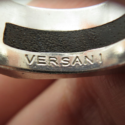 VERSANI 925 Sterling Silver Vintage Wood Modernist Ring Size 9.25