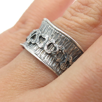 925 Sterling Silver Vintage Textured Modernist Ring Size 8
