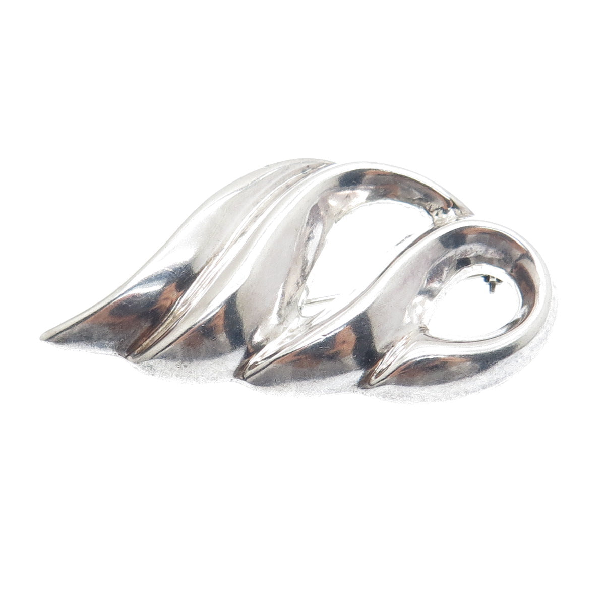 925 Sterling Silver Vintage Modernist Shell Pin Brooch