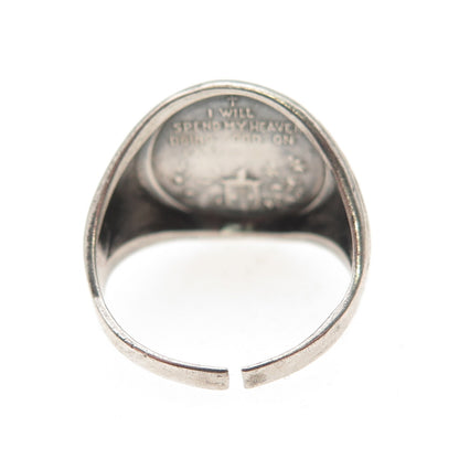 925 Sterling Silver Antique Art Deco St. Teresa Signet Ring Size 5.5 (cut shank)