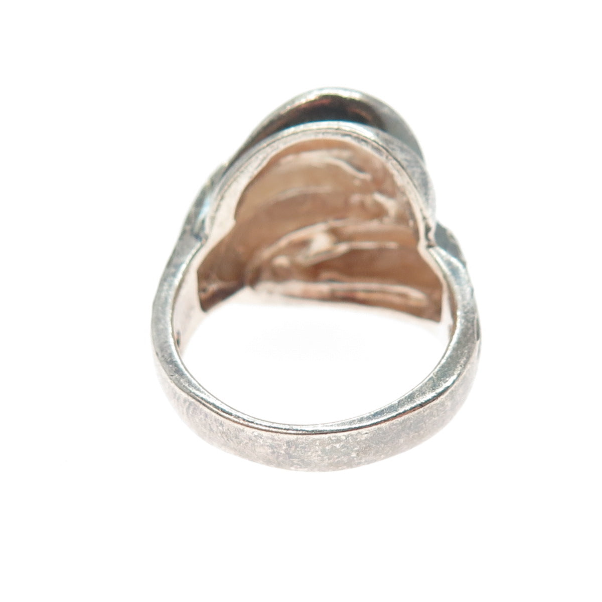 CHAPAL ZENRAY 925 Sterling Silver Vintage Modernist Ribbed Oxidized Ring Size 8