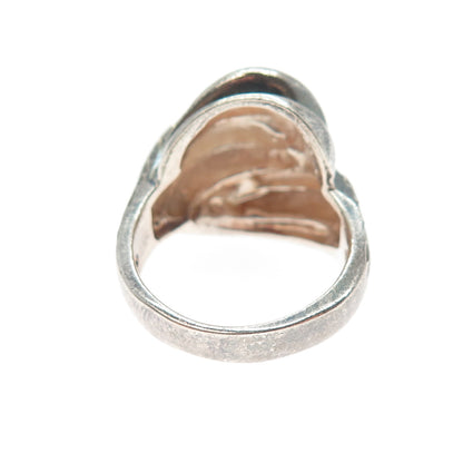 CHAPAL ZENRAY 925 Sterling Silver Vintage Modernist Ribbed Oxidized Ring Size 8