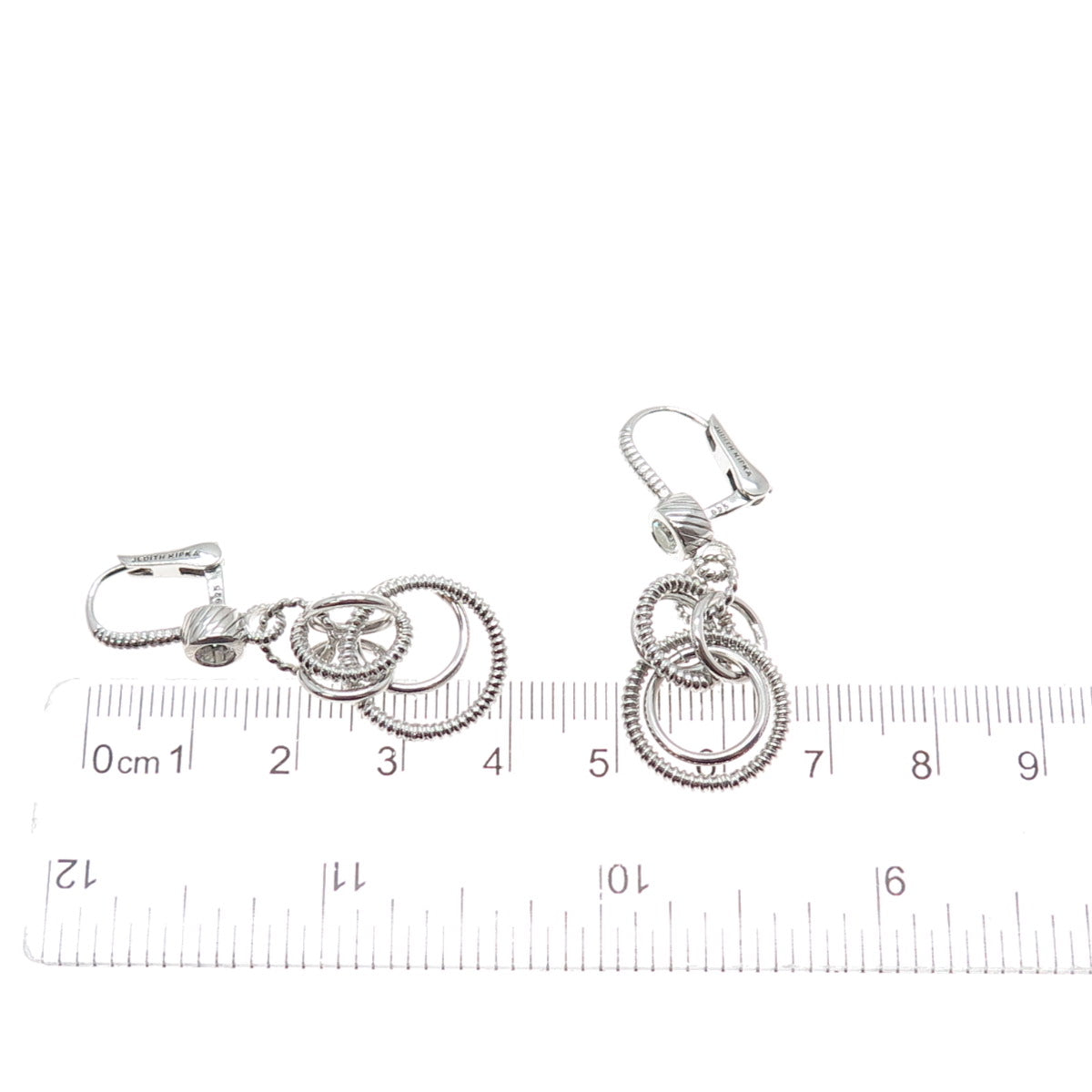 JUDITH RIPKA 925 Sterling Silver Round-Cut C Z Multi-Circle Dangle Earrings
