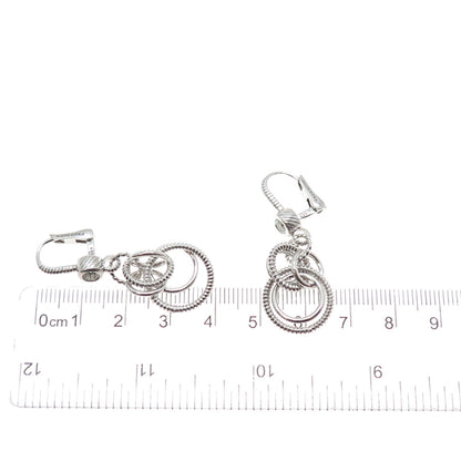 JUDITH RIPKA 925 Sterling Silver Round-Cut C Z Multi-Circle Dangle Earrings