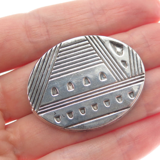 BEAU 925 Sterling Silver Vintage Ethnic Oxidized Pin Brooch