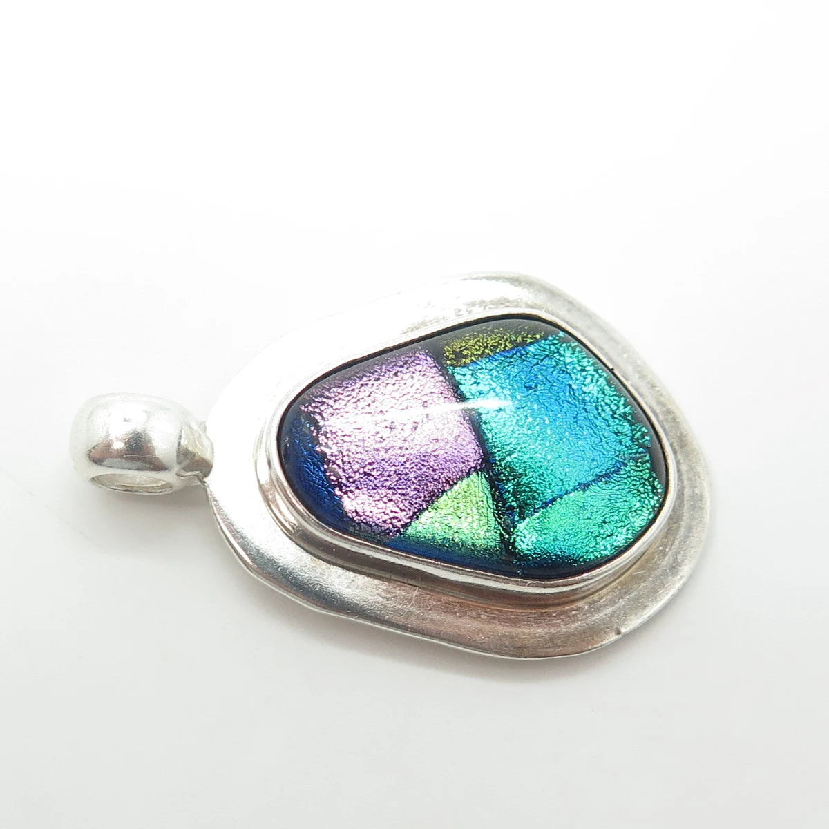 925 Sterling Silver Vintage Dichroic Glass Modernist Pendant