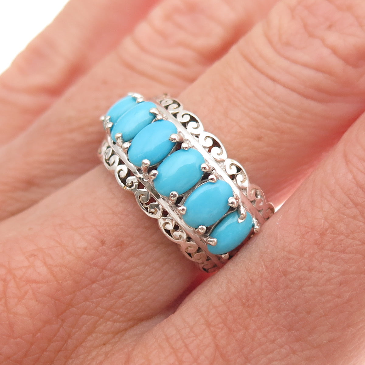 Chuck Clemency 925 Sterling Silver Real Sleeping Beauty Turquoise Ring Size 6.25