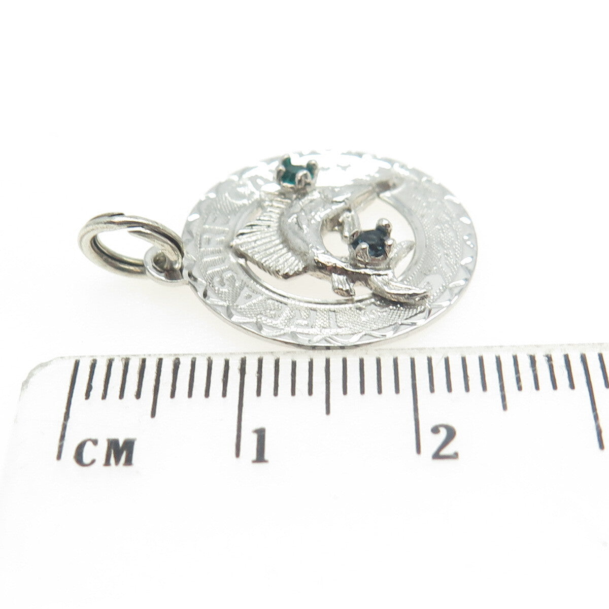 CREA Sterling Silver Antique Art Deco Rhinestone Treasure Cay Bahamas Pendant
