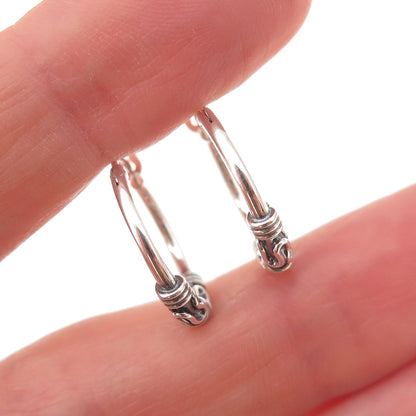 Han 925 Sterling Silver Vintage Zig Zag Oxidized Hoop Earrings